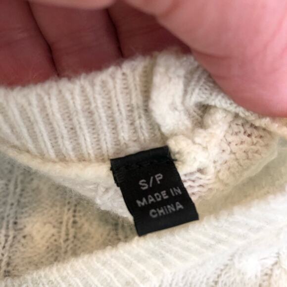 ATM cream gray cable knit wool mohair blend sweater size Small - Picture 9 of 14